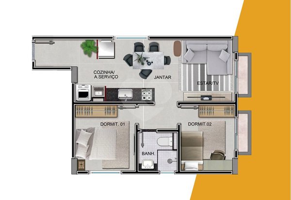 Apartamento 47m² 12