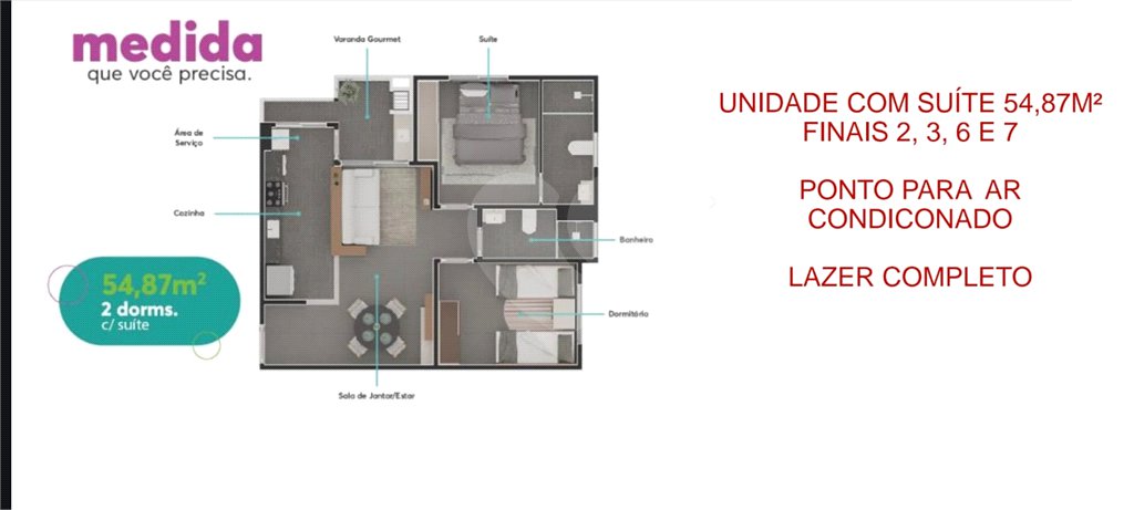 Apartamento à venda com 2 quartos, sendo 1 suíte,  em Vila Cintra, Mogi das Cruzes, SP