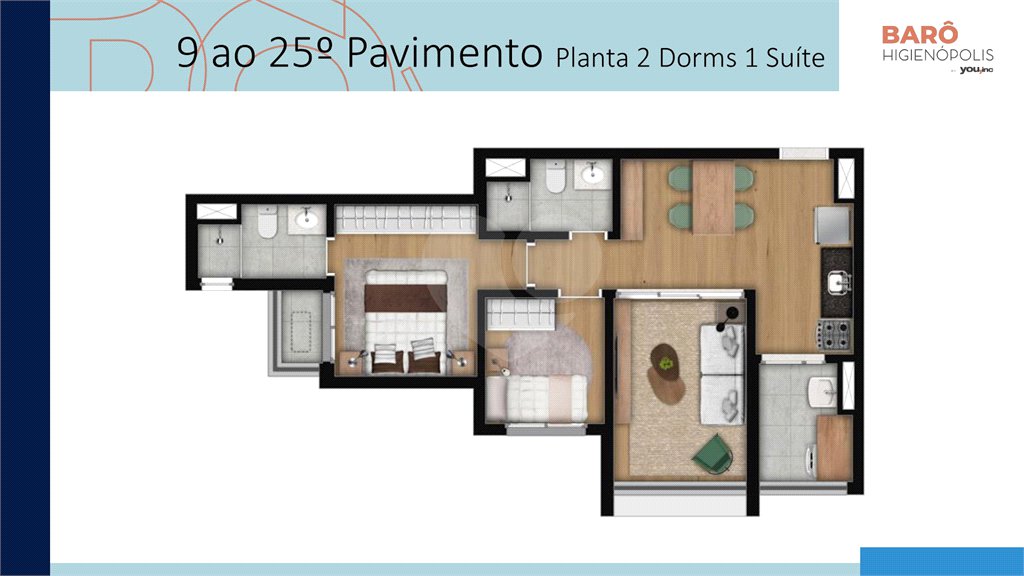 Studio 25 m² – Barô Higienópolis by You, inc | São Paulo
