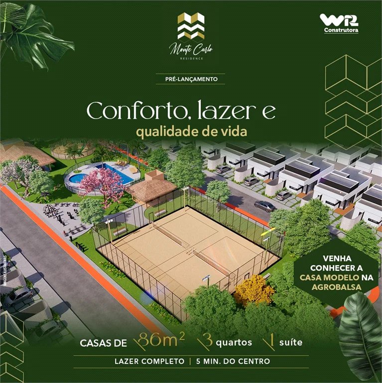 Casa à venda com 3 quartos, sendo 1 suíte, no condomínio Monte Carlo, Balsas - MA