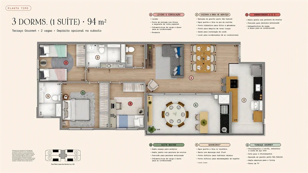Apartamento à venda com 2 quartos, sendo 3 suítes, em Vila Andrade, São Paulo, SP