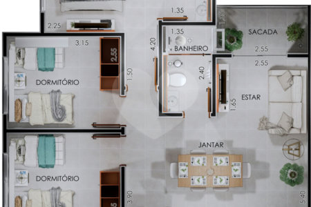 Apartamento à venda com 2 quartos, sendo 1 suíte, no Centro, Porto Feliz, SP