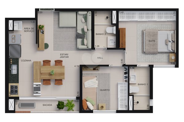 Planta Apartamento 57m²