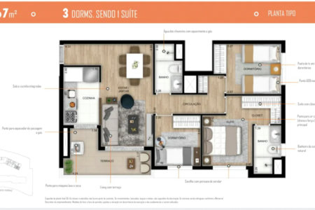 Apartamento à venda com 3 quartos, sendo 1 suíte, em Vila Anastácio, São Paulo, SP