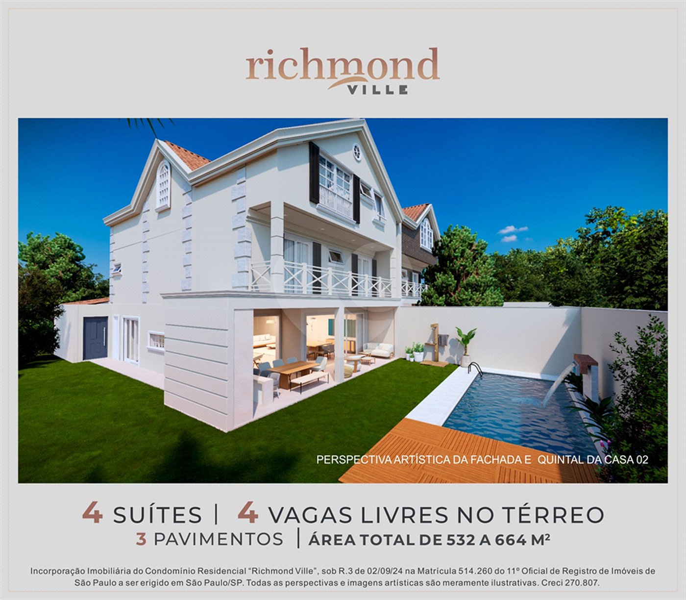 Casa à venda com 4 suítes no condomínio Richmond Ville, São Paulo - SP