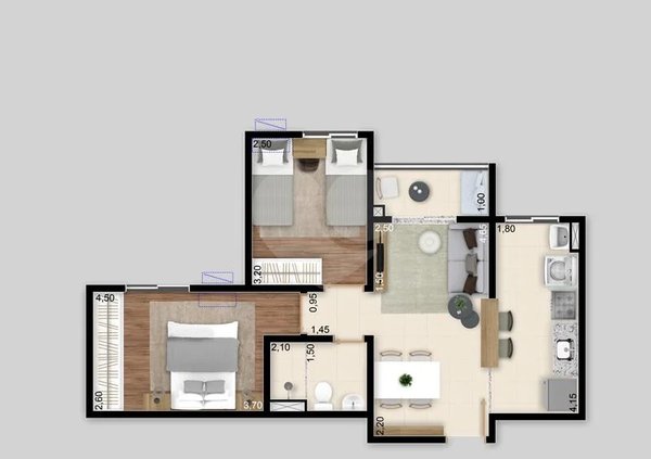 Planta Apartamento 51m²