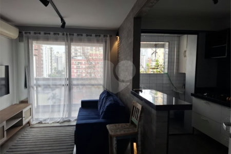 Apartamento moderno e mobiliado, 1 dormitório 1 banheiro, sala de star com varanda, cozinha americana, na Vila Olímpia.