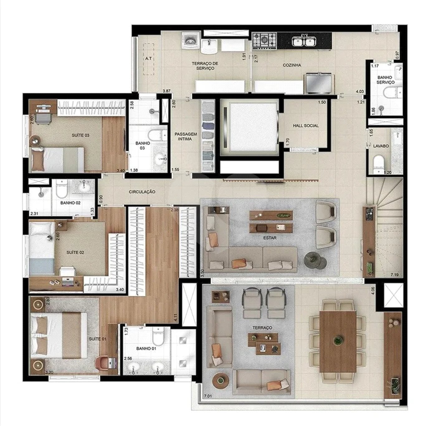 Apartamento novo com 129m² na Mooca com 2 suítes e 2 vagas.