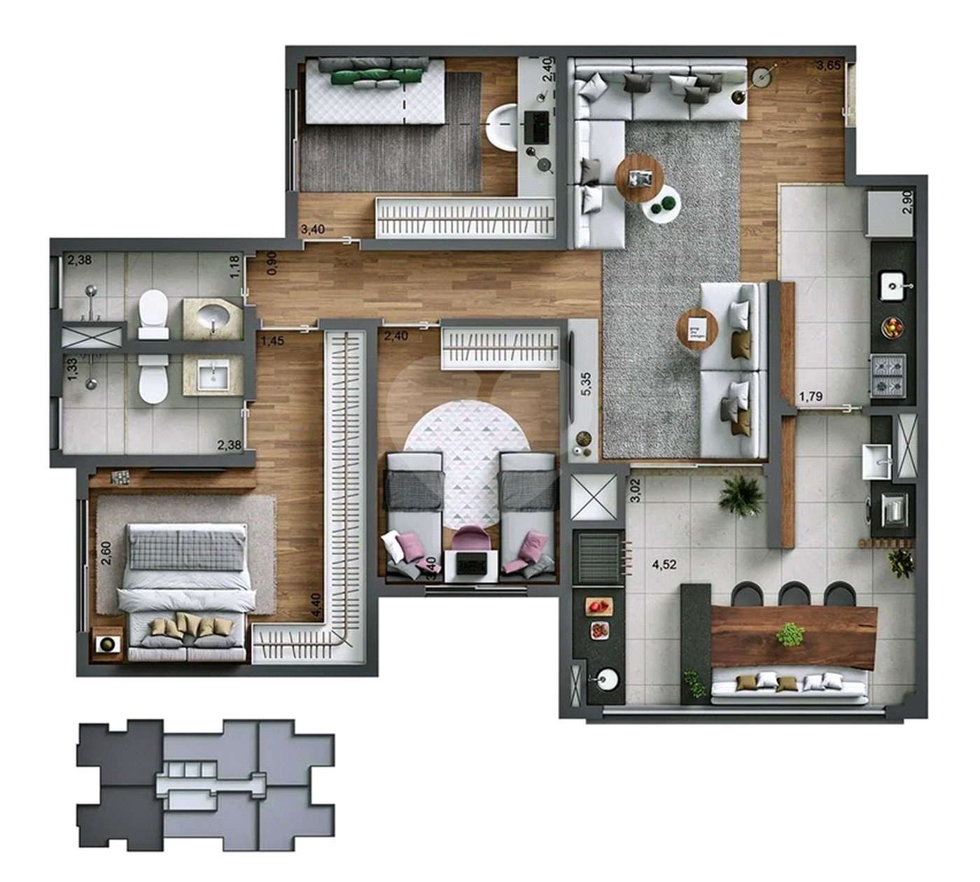 Apartamento à venda com 3 quartos, sendo 1 suíte,  em Jardim Caravelas, São Paulo, SP
