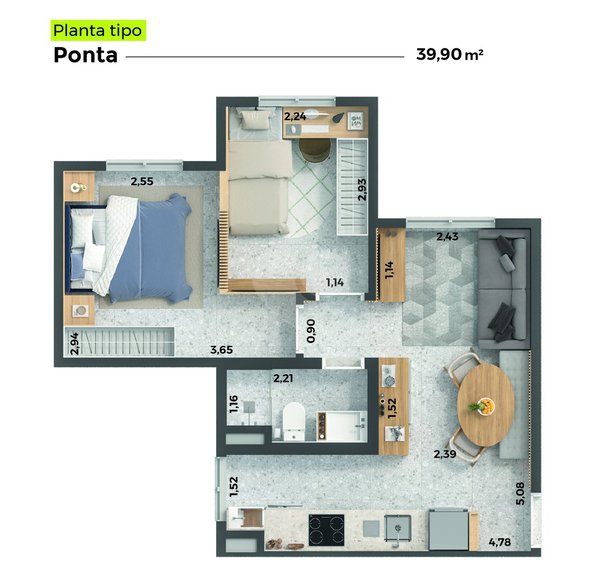 Apartamento 39m² 1