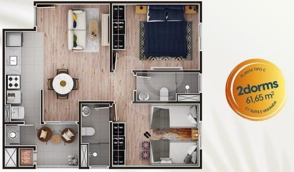 Apartamento 61m² 2