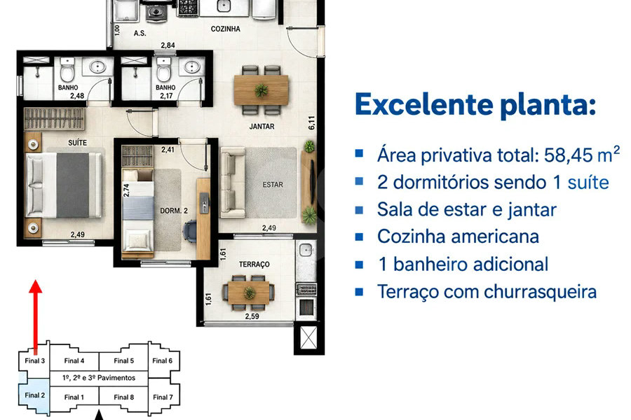 Apartamento à venda com 2 quartos, sendo 1 suíte, em Lagoinha, Ubatuba, SP