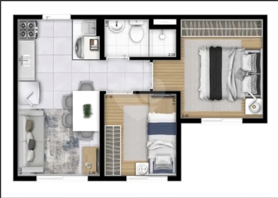 Apartamento com 32m², 2 dormitórios, à venda no Jaraguá.