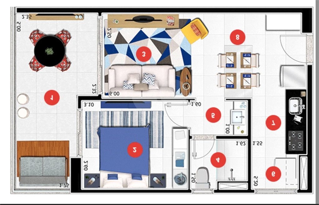 Pratico e moderno apartamento mobiliado de 45 m2 na Bela Vista