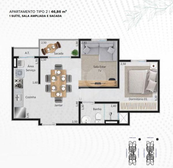 Planta Apartamento 46m²