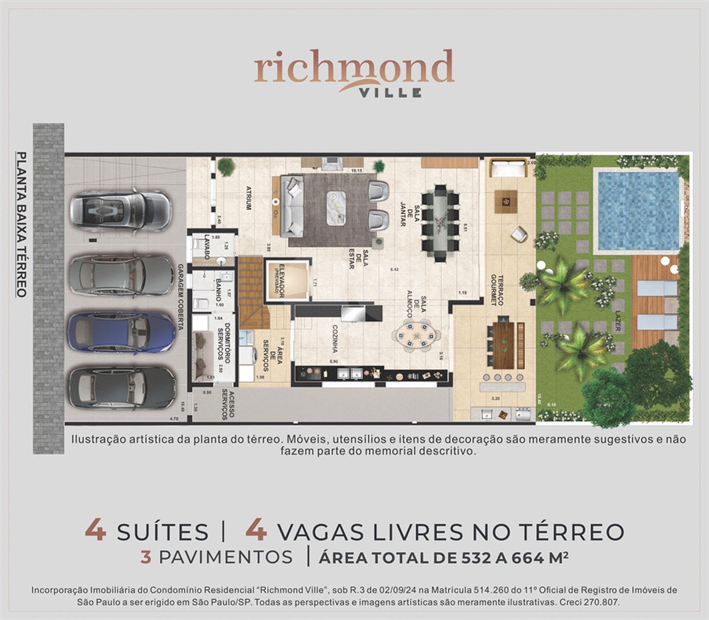 Casa à venda com 4 suítes no condomínio Richmond Ville, São Paulo - SP