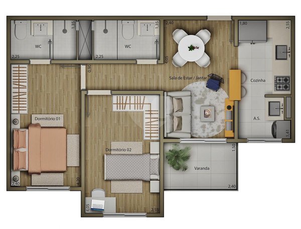 Apartamento 67m² 2