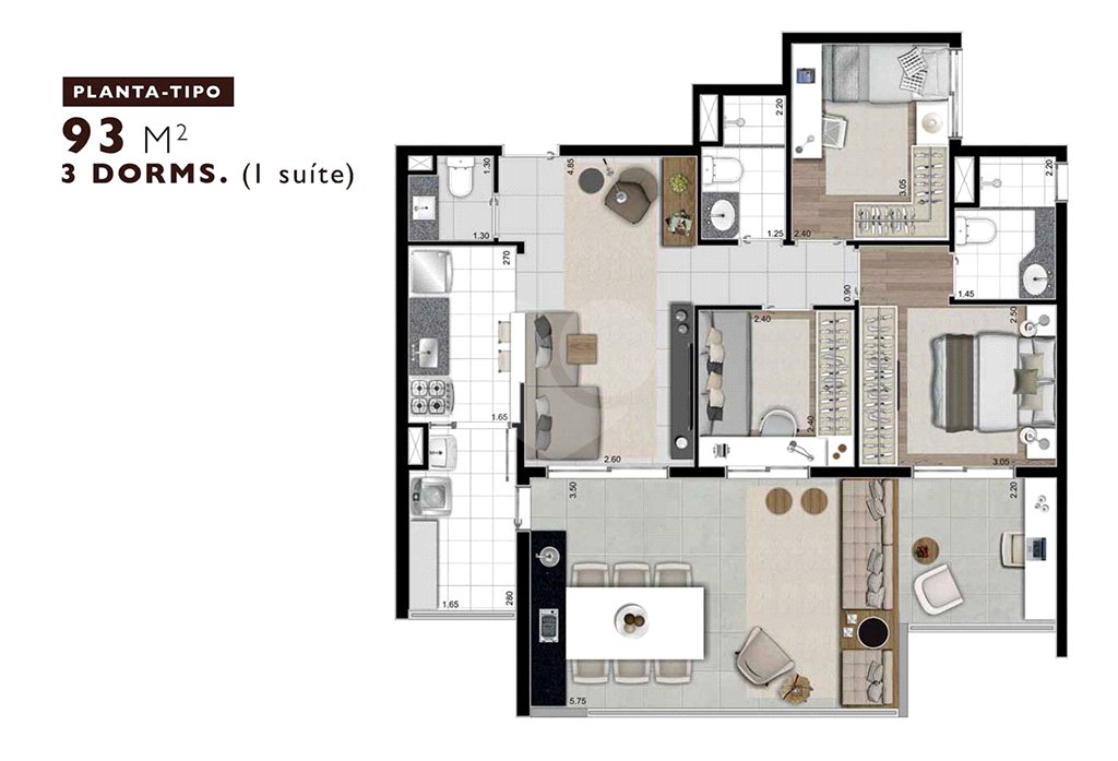 Apartamento à venda com 3 quartos, sendo 1 suíte, em Barra Funda, São Paulo, SP