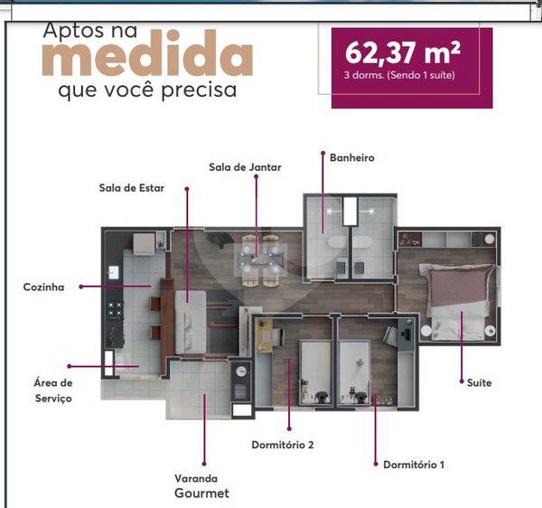 Apartamento 62m² 2