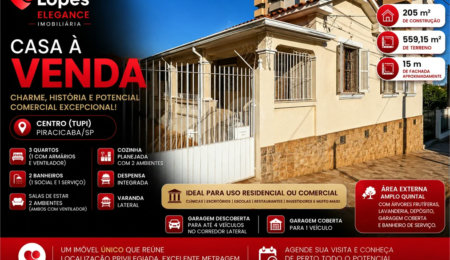 Casa à venda com 3 quartos em Cidade Alta, Piracicaba, SP