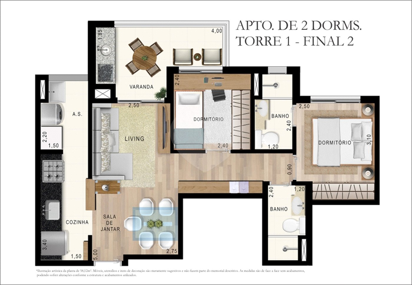 Apartamento à venda com 2 quartos, sendo 1 suíte,  em Campo Grande, São Paulo, SP