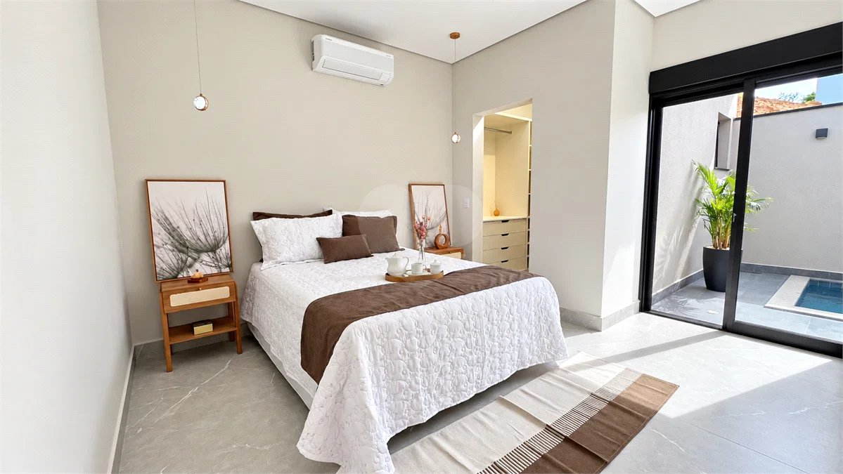 Indaiatuba - Casa condomínio Park Vista Real - AT : 200m - AC : 140m - Boiller Instalado - torneiras quentes - 3 quartos : sendo 1 suite - Suite - Ar Condicionado Samsung 12 Btu’s; arandelas de cabeceira , Dommus Closet . Esquadria , porta automática . 2 Quartos - Ar Condicionado Samsung 9 Bt