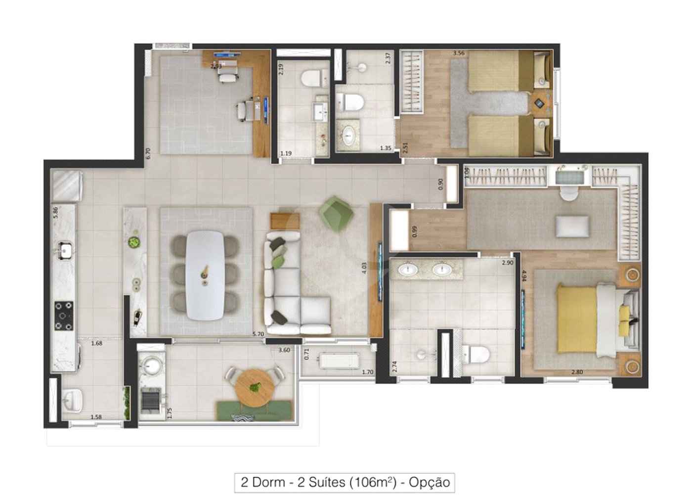 Apartamento à venda com 2 quartos, sendo 1 suíte, no Centro, Sorocaba, SP