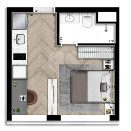 Apartamento à venda com 1 quarto em Perdizes, São Paulo, SP