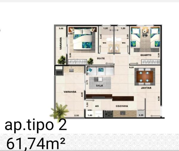 Apartamento 61m² 2