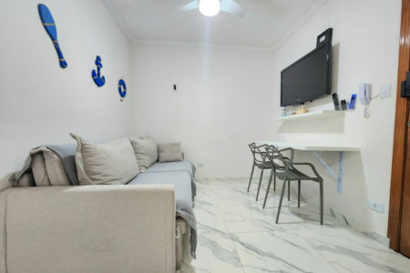 Apartamento mobiliado próximo da praia com 1 dormitório à venda, 32 m² por R$ 390.000 - Embaré - Santos/SP