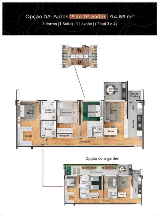Apartamento à venda com 3 quartos, sendo 1 suíte, em Além Ponte, Sorocaba, SP