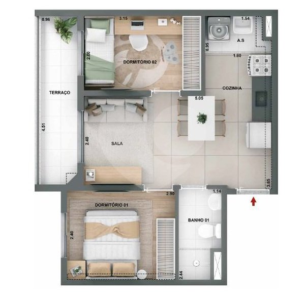Apartamento 42m² 4