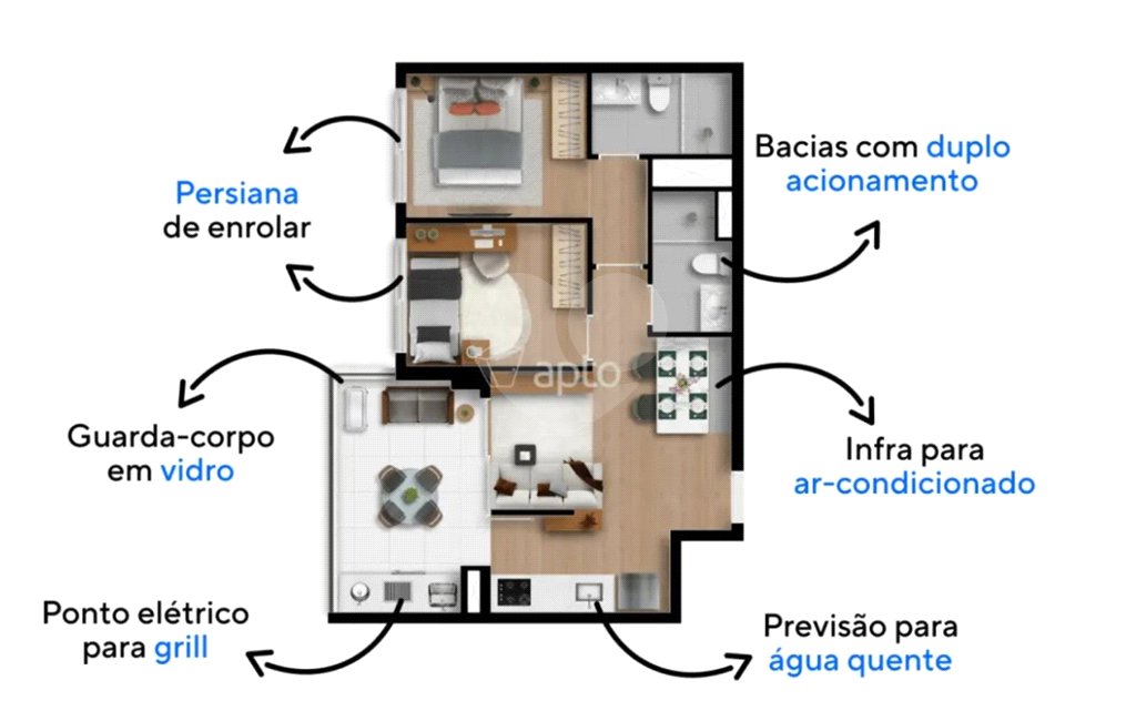 Apartamento à venda ou para alugar com 2 quartos, sendo 1 suíte, em Brooklin Paulista, São Paulo, SP