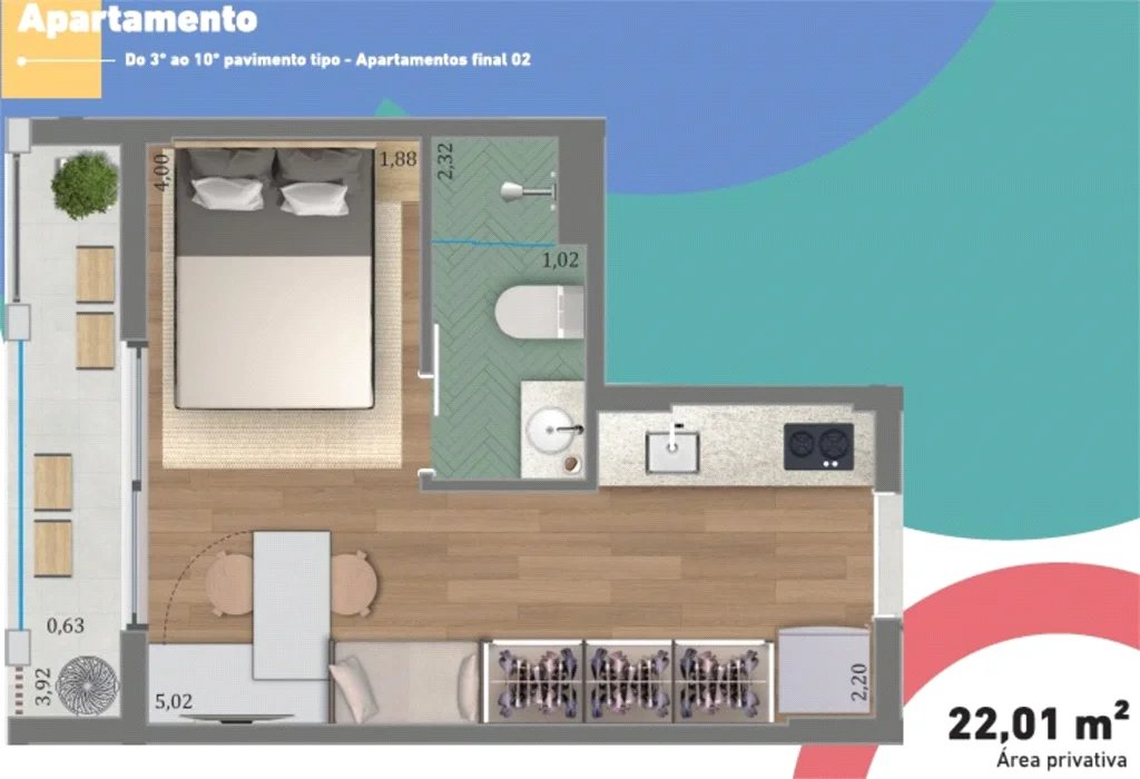 Apartamento à venda com 1 quarto em Pinheiros, São Paulo, SP