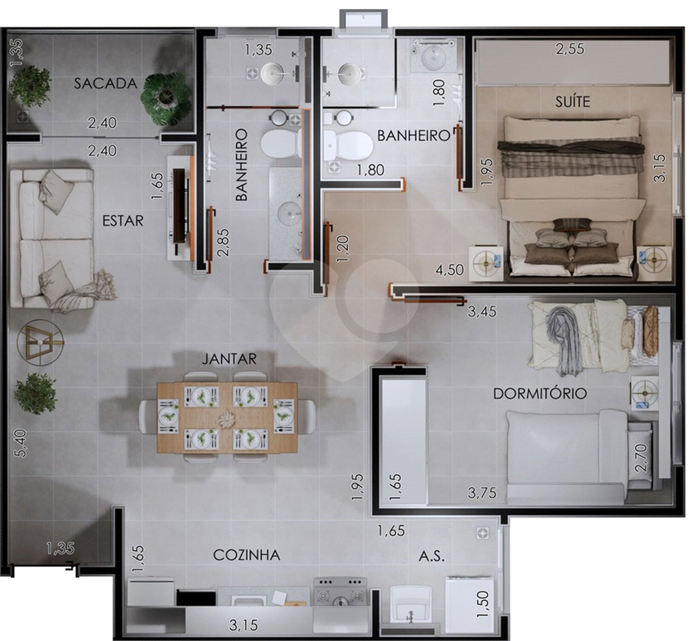 Apartamento à venda com 2 quartos, sendo 1 suíte, no Centro, Porto Feliz, SP