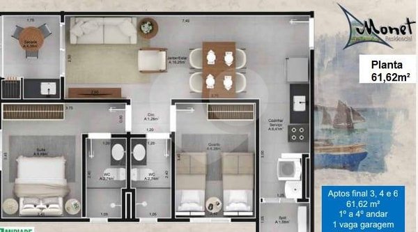 Apartamento 61m² 2