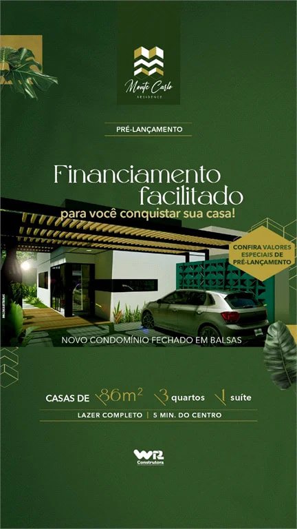 Casa à venda com 3 quartos, sendo 1 suíte, no condomínio Monte Carlo, Balsas - MA
