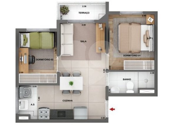Apartamento 37m² 4