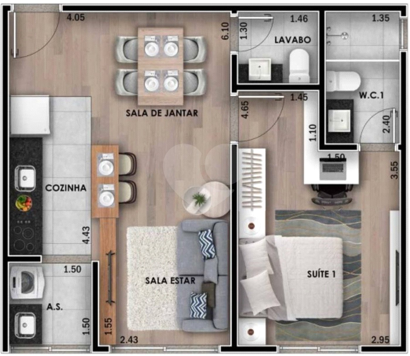 Apartamento à venda com 1 suíte em Alvinópolis, Atibaia, SP