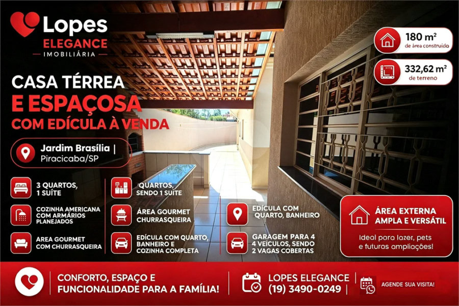 Casa à venda com 4 quartos, sendo 1 suíte,  em Jardim Brasília, Piracicaba, SP
