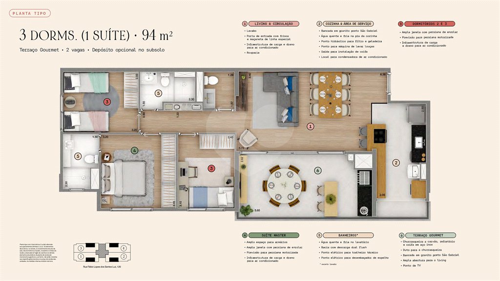 94m² - 2 suítes / 2 vagas