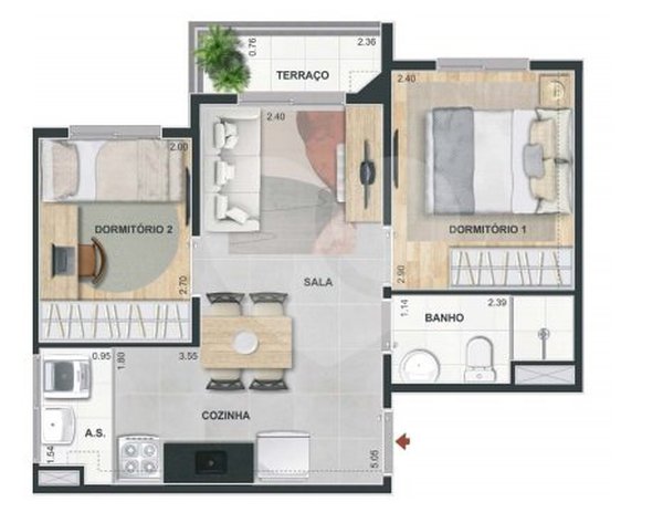 Apartamento 37m² 4