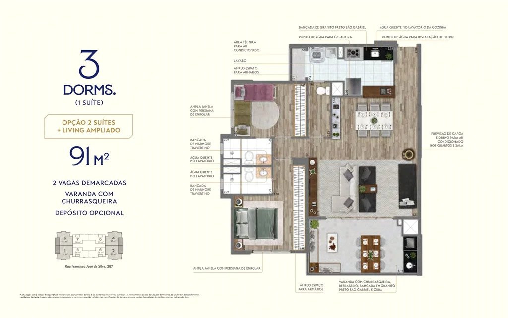 Apartamento à venda com 3 quartos, sendo 1 suíte, em Vila Andrade, São Paulo, SP