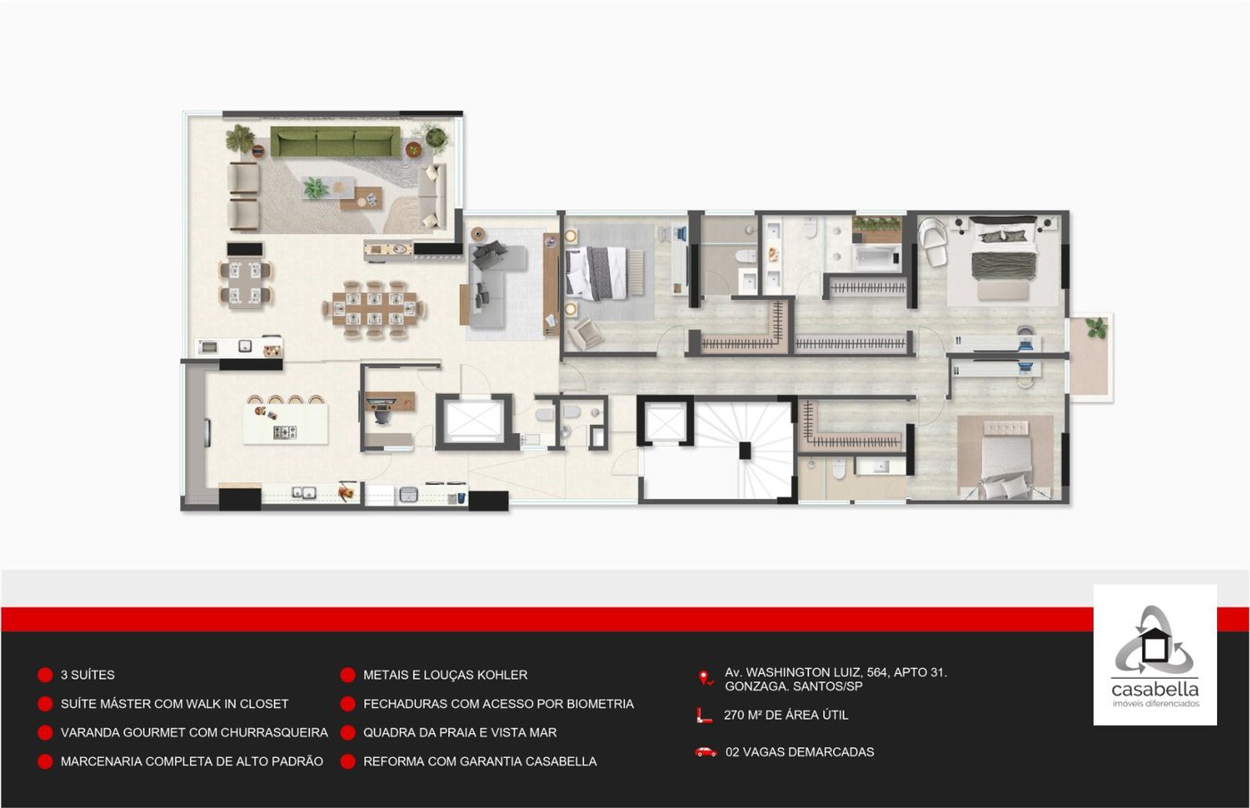 Apartamento com 3 dormitórios à venda, 270 m² por R$ 3.390.000,00 - Gonzaga - Santos/SP