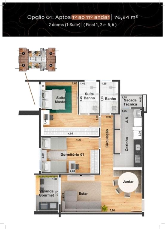 Apartamento à venda com 3 quartos, sendo 1 suíte, em Além Ponte, Sorocaba, SP