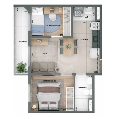 Apartamento 38m² 3
