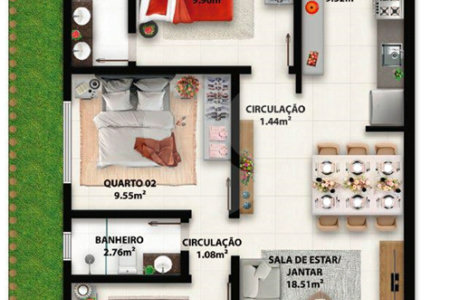 Apartamento à venda com 2 quartos, sendo 1 suíte, em Taperapuan, Porto Seguro, BA