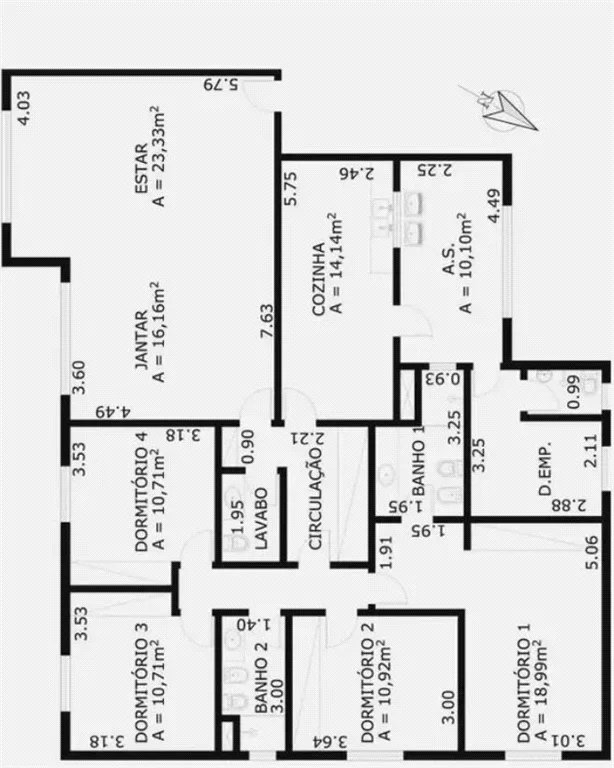 Apartamento à venda com 4 quartos, sendo 1 suíte, em Brooklin Paulista, São Paulo, SP