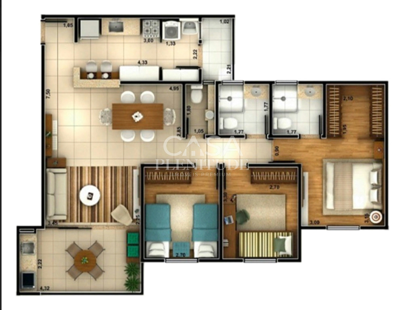 Apartamento à venda com 3 quartos, sendo 1 suíte, em Parque Campolim, Sorocaba, SP