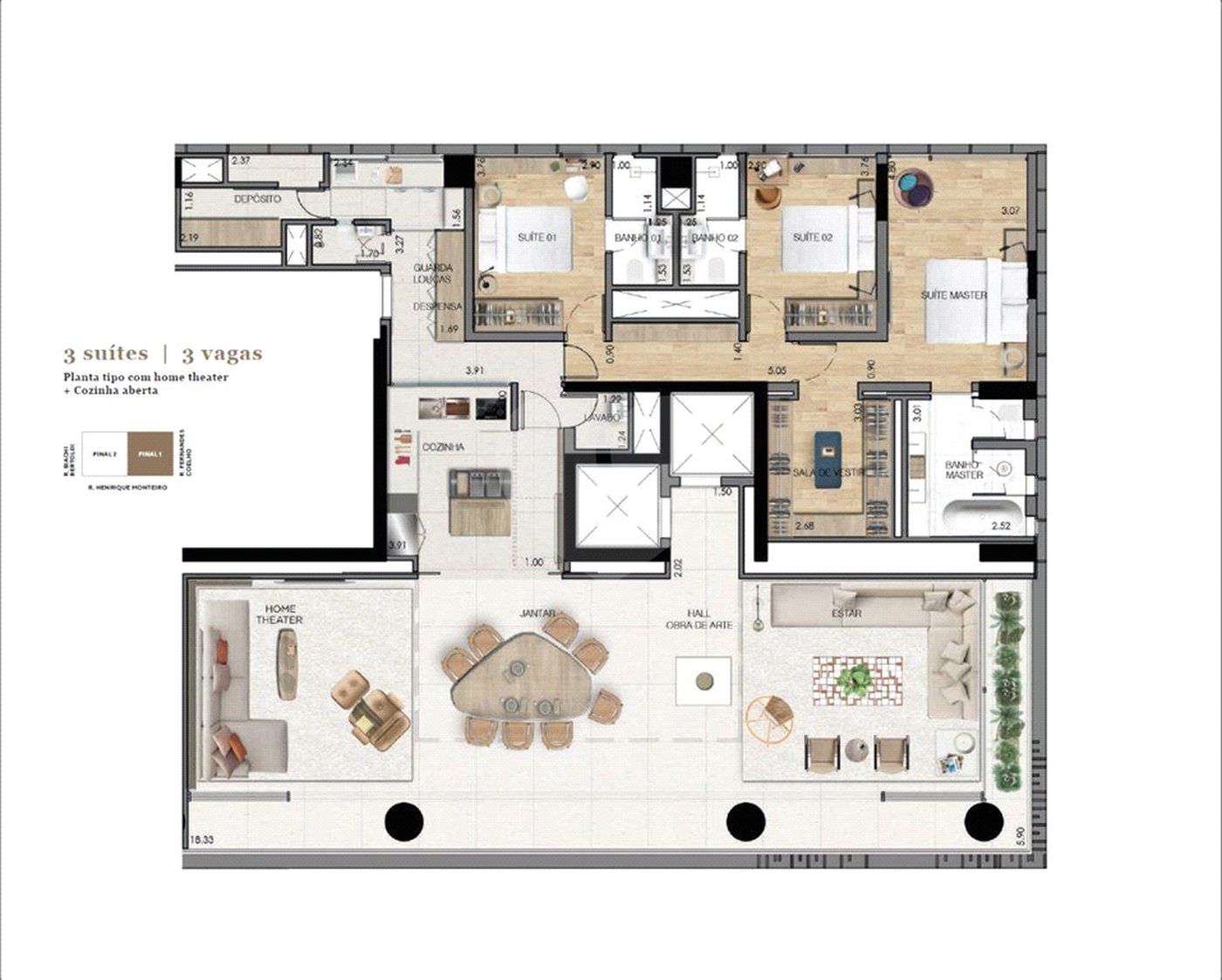 Apartamento à venda com 3 suítes em Pinheiros, São Paulo, SP